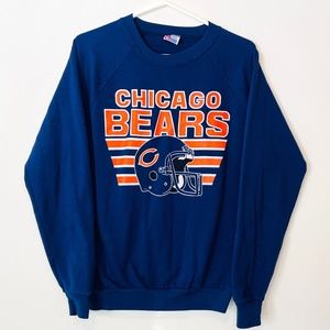 Vintage 80s Mens Medium Chicago Bears NFL Crewneck Sweatshirt Blue USA Made